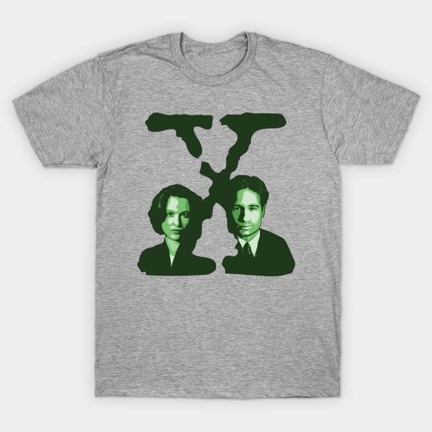 X-FILES - Scully & Mulder (green) T-Shirt by Theo_P